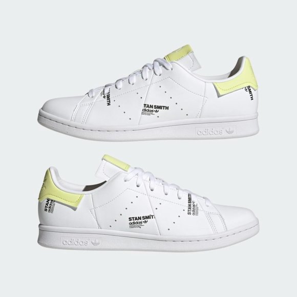 adidas Stan Smith PrimeGreen Vegan Tennis Sneaker White Yellow GV7665 Bl… - Picture 14 of 16